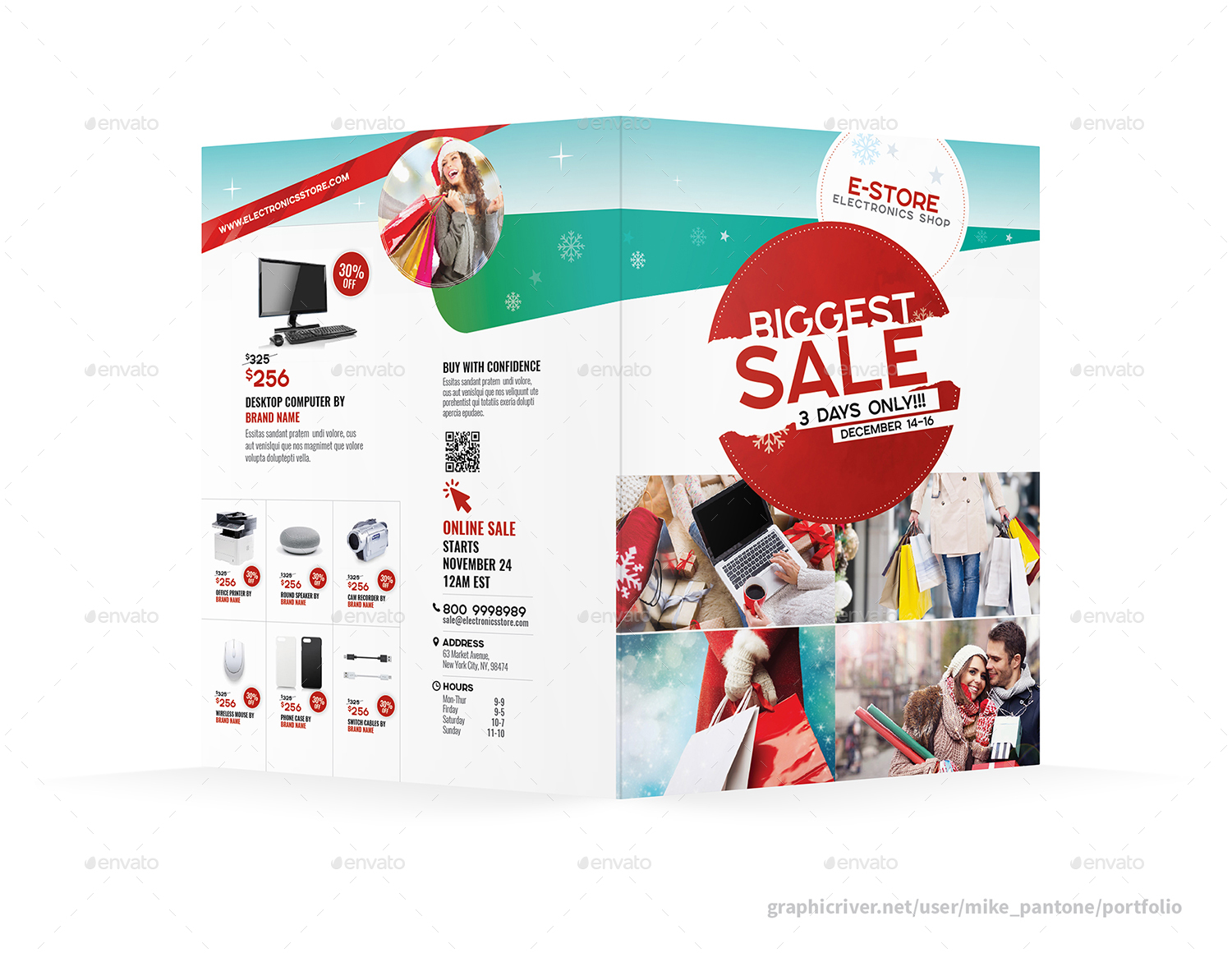 Christmas Sale 2018 Bifold / Halffold Brochure, Print Templates